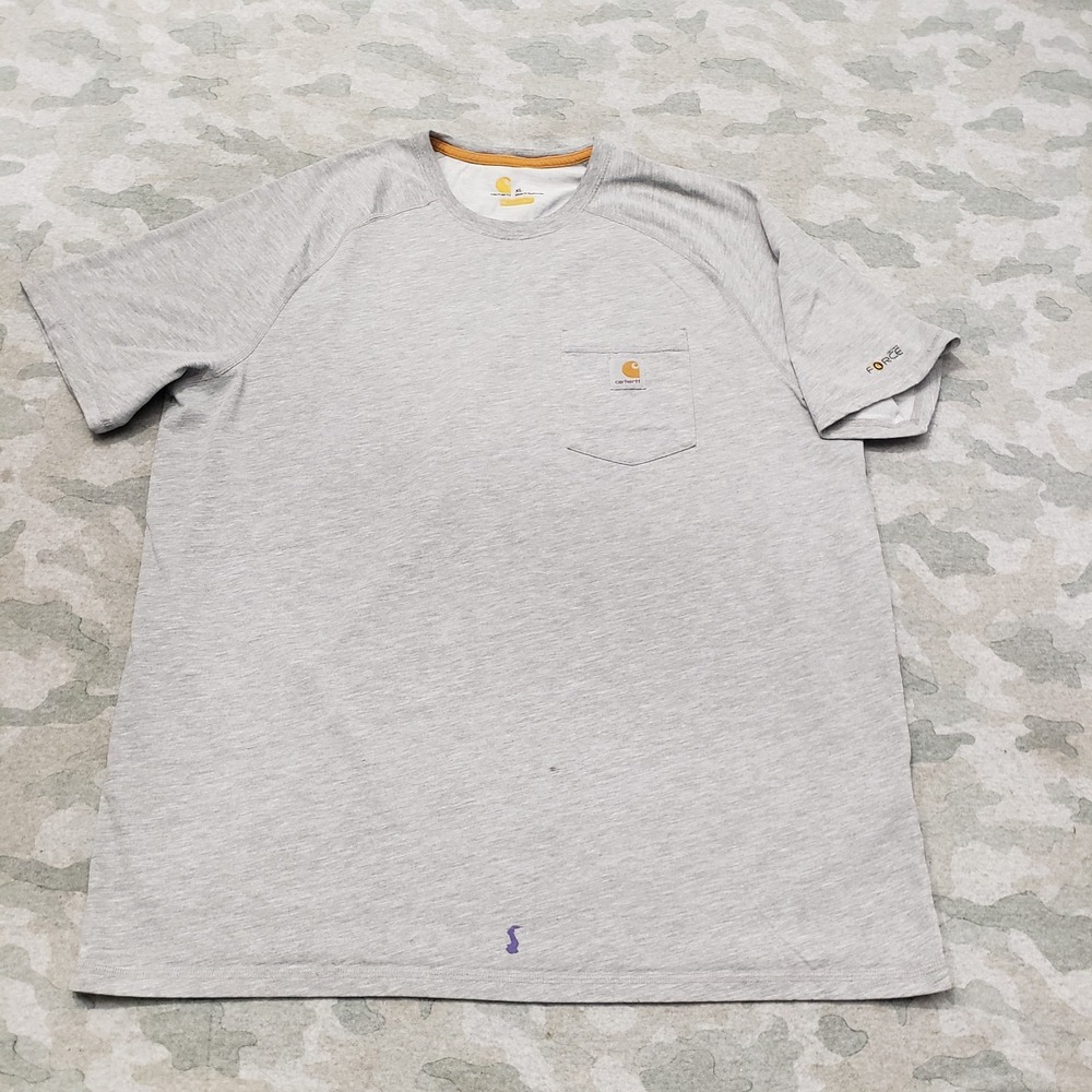 Carhartt Force Shirt Mens XL Gray Pockets Relaxed Fit Short Sleeve Workwear